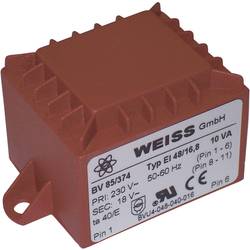Weiss Elektrotechnik 85/378 transformátor do DPS 1 x 230 V 2 x 12 V/AC 10 VA 417 mA