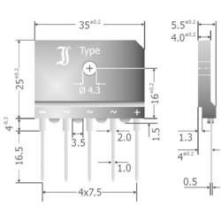 TRU COMPONENTS TC-DBI25-16A můstkový usměrňovač SIL-5 1600 V 25 A třífázový