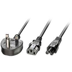 LINDY napájecí Y kabel [1x UK zástrčka - 2x IEC C13 zásuvka 10 A, IEC C5 spojka] 2.50 m černá