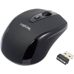 LogiLink Mini optická myš, přenos bezdrátový, 3 tlačítko, 1600 dpi, černá
