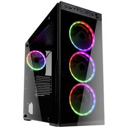 Kolink HORIZON midi tower PC skříň černá, RGB 4 předinstalované ventilátory, boční okno, prachový filtr