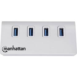 Manhattan 163767 USB Hub 4 porty USB-A USB 3.0 5 GBit/s s hliníkovým krytem bílá 163767