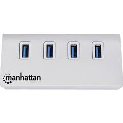 Manhattan 163767 USB Hub 4 porty USB-A USB 3.0 5 GBit/s s hliníkovým krytem bílá 163767