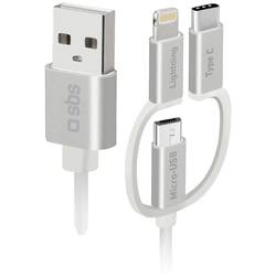 sbs mobile Kabel USB-C USB 2.0 USB-C®, Apple Lightning konektor, USB Micro-B zástrčka 1.20 m bílá TECABLEUSBIP53189W