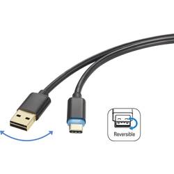 Renkforce USB kabel USB 2.0 USB-A zástrčka, USB-C ® zástrčka 1.50 m černá oboustranně zapojitelná zástrčka RF-4758090