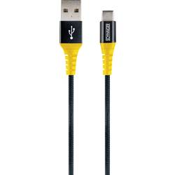 Schwaiger USB kabel USB 2.0 USB-A zástrčka, USB-C ® zástrčka 1.20 m černá, žlutá odolné proti roztržení WKUC10 511