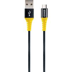 Schwaiger USB kabel USB 2.0 USB-A zástrčka, USB Micro-B zástrčka 1.20 m černá, žlutá odolné proti roztržení WKUM10511