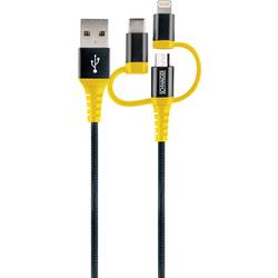 Schwaiger USB kabel USB 2.0 USB-A zástrčka, USB-C ® zástrčka, Apple Lightning konektor, USB Micro-B zástrčka 1.20 m černá, žlutá odolné proti roztržení WKUU310