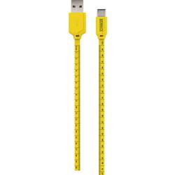 Schwaiger USB kabel USB 2.0 USB-A zástrčka, USB-C ® zástrčka 1.20 m černá, žlutá se značením metrů WKC10 511