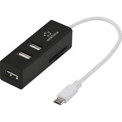 Renkforce RF-4995192 USB Hub 3 porty USB-A, SD, microSD, M2, Memory Stick USB 2.0 480 MBit/s se zabudovanou čtečkou SD karet, s funkcí OTG černá RF-4995192