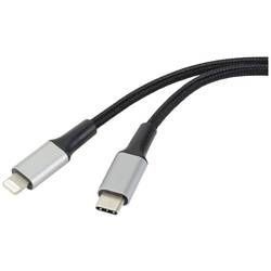Renkforce USB-C®, Apple Lightning; kabel [1x USB 2.0 zástrčka C - 1x dokovací zástrčka Apple Lightning] 1.00 m Plášť kabelu z recyklovaného materiálu, extrémně
