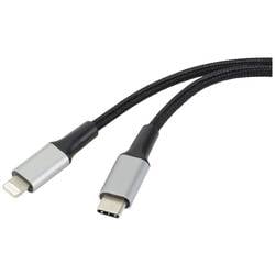 Renkforce USB-C®, Apple Lightning; kabel [1x USB 2.0 zástrčka C - 1x dokovací zástrčka Apple Lightning] 2.00 m Plášť kabelu z recyklovaného materiálu, extrémně