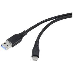 Renkforce USB kabel USB 3.2 Gen1 (USB 3.0 / USB 3.1 Gen1) USB-A zástrčka, USB-C ® zástrčka 1.00 m černá PVC plášť, flexibilní provedení RF-4995172