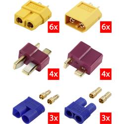 Reely RE-6699867 zásuvkový konektor k propojení akumulátoru a regulátoru RC modelu XT60, T zástrčka, EC3 pozlacené 1 ks