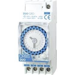 časovač na DIN lištu ORBIS Zeitschalttechnik DUO QRD 230 V OB292032, analogový, 1 x přepínač