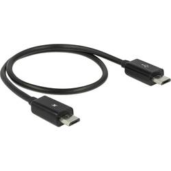 Delock USB kabel USB 2.0 USB Micro-B zástrčka, USB Micro-B zástrčka 0.30 m černá s funkcí OTG 83570
