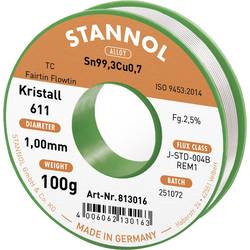 Stannol Kristall 611 Fairtin bezolovnatý pájecí cín bez olova Sn99,3Cu0,7 REM1 100 g 1 mm