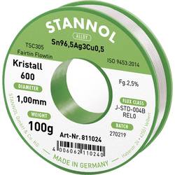 Stannol Kristall 600 Fairtin bezolovnatý pájecí cín bez olova Sn96,5Ag3Cu0,5 REL0 100 g 1 mm
