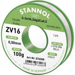 Stannol ZV16 bezolovnatý pájecí cín bez olova Sn96,5Ag3Cu0,5 REL0 100 g 0.5 mm