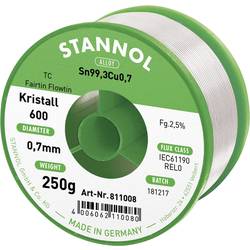 Stannol Kristall 600 Fairtin bezolovnatý pájecí cín bez olova Sn99,3Cu0,7 REL0 250 g 0.7 mm