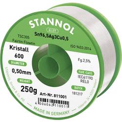 Stannol Kristall 600 Fairtin bezolovnatý pájecí cín bez olova Sn96,5Ag3Cu0,5 REL0 250 g 0.5 mm