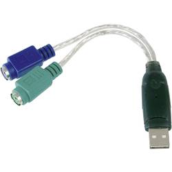 Digitus USB / PS/2 klávesnice / myš kabelový adaptér [1x USB 2.0 zástrčka A - 2x PS/2 zásuvka] 10.00 cm transparentní