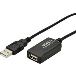 Digitus USB kabel USB 2.0 USB-A zástrčka, USB-A zásuvka 5.00 m černá Aktivní se zesílením signálu DA-70130-4