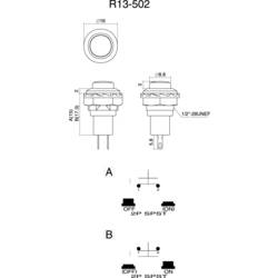 TRU COMPONENTS TC-R13-502MA-05RT, 1587735 tlačítko, 12.7 mm, 250 V/AC, 1.5 A, 1 ks
