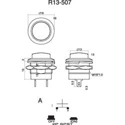 TRU COMPONENTS TC-R13-507A-05RT, 1587736 tlačítko, 16 mm, 250 V/AC, 3 A, 1 ks