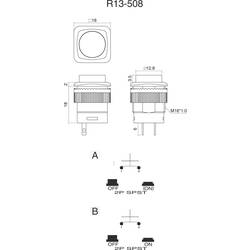 TRU COMPONENTS TC-R13-508BL-05RT, 1587743 tlačítkový spínač, 16 mm, 250 V/AC, 1.5 A, 1 ks