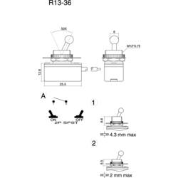 TRU COMPONENTS 1587681 TC-R13-36A2-05 páčkový spínač 250 V/AC 3 A 1x vyp/zap s aretací 1 ks