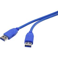 Renkforce USB kabel USB 3.2 Gen1 (USB 3.0 / USB 3.1 Gen1) USB-A zástrčka, USB-A zástrčka 1.00 m modrá pozlacené kontakty RF-4369446
