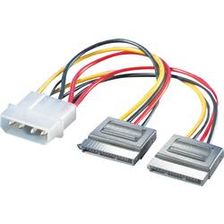 Roline PC kabel [1x Molex zástrčka 4-pólová - 2x proudová SATA zásuvka 15pólová] 0.12 m vícebarevná