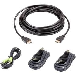 ATEN KVM kabel [1x HDMI zástrčka, USB 2.0 zástrčka A, jack zástrčka 3,5 mm - 1x HDMI zástrčka, jack zástrčka 3,5 mm, USB 2.0 zásuvka B] 3.00 m černá