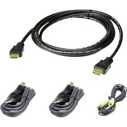 ATEN KVM kabel [1x HDMI zástrčka, USB 2.0 zástrčka A, jack zástrčka 3,5 mm - 1x HDMI zástrčka, jack zástrčka 3,5 mm, USB 2.0 zásuvka B] 1.80 m černá