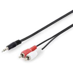 Digitus DB-510300-025-S jack / cinch audio kabel [1x jack zástrčka 3,5 mm - 2x cinch zástrčka] 2.50 m černá jednoduché stínění, kulatý