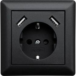 LEDmaxx USB1002 1násobné zásuvka do zdi s USB, dětská ochrana černá