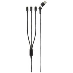 Renkforce Nabíjecí kabel USB USB 2.0 USB-A zástrčka, USB-C ® zástrčka, USB Micro-B zástrčka, Apple Lightning konektor, USB-C ® zástrčka 3.00 m alcantara černá