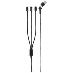 Nabíjecí kabel USB USB 2.0 USB-A zástrčka, USB-C ® zástrčka, USB Micro-B zástrčka, Apple Lightning konektor, USB-C ® zástrčka 2.00 m černá hliníková zástrčka