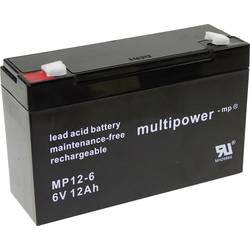 multipower PB-6-12-6,35 MP12-6 olověný akumulátor 6 V 12 Ah olověný se skelným rounem (š x v x h) 151 x 99 x 50 mm plochý konektor 6,35 mm bezúdržbové,