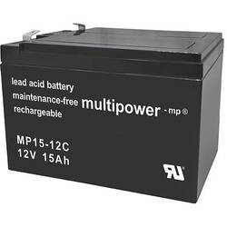 multipower PB-12-15 MP15-12C olověný akumulátor 12 V 15 Ah olověný se skelným rounem (š x v x h) 151 x 104.5 x 99 mm plochý konektor 6,35 mm bezúdržbové,