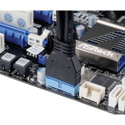 Akasa USB kabel USB 3.2 Gen1 plochý konektor 19pol., USB-A zásuvka 0.15 m černá pozlacené kontakty, UL certifikace AK-CBUB09-15BK