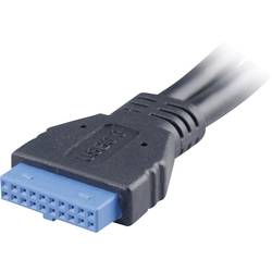 Akasa USB kabel USB 3.2 Gen1 plochý konektor 19pol., USB-A zásuvka 0.15 m černá pozlacené kontakty, UL certifikace AK-CBUB09-15BK