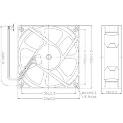 TRU COMPONENTS RD12038B12L1 axiální ventilátor, 12 V/DC, 111 m³/h, (d x š x v) 120 x 120 x 38 mm, 1565000