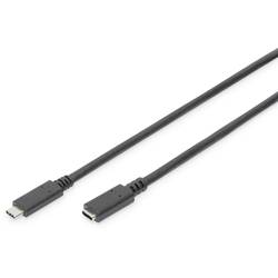 Digitus USB kabel USB 3.2 Gen1 (USB 3.0 / USB 3.1 Gen1) USB-C ® zástrčka, USB-C ® zásuvka 0.70 m černá oboustranně zapojitelná zástrčka AK-300210-007-S