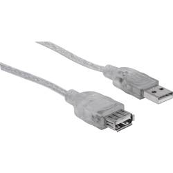Manhattan USB kabel USB 2.0 USB-A zástrčka, USB-A zásuvka 4.50 m stříbrná 340502