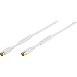 Vivanco antény kabel [1x anténní zásuvka 75 Ω - 1x anténní zástrčka 75 Ω] 3.00 m 110 dB pozlacené kontakty, s feritovým jádrem bílá