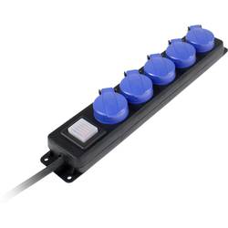 AS Schwabe 38605 zásuvková lišta s vypínačem 5násobné černá, modrá DE schuko zástrčka/zásuvky 1 ks
