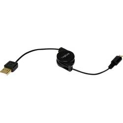 LogiLink USB kabel USB 2.0 USB-A zástrčka, USB Micro-B zástrčka 0.75 m černá včetně automatického navíjení CU0090