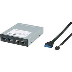 Akasa AK-ICR-12V3 USB Hub 4 porty USB-A USB 3.0 5 GBit/s černá Akasa InterConnect S - Anschlüsse am vorderen Bedienfeld des Speicherschachts (A